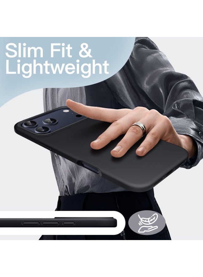 Compatible with iPhone 17 Pro Case Slim Liquid Silicone 4 Layers Soft Gel Rubber Shockproof Protective Phone Case with Anti Scratch Microfiber Lining (Black) - Image 2