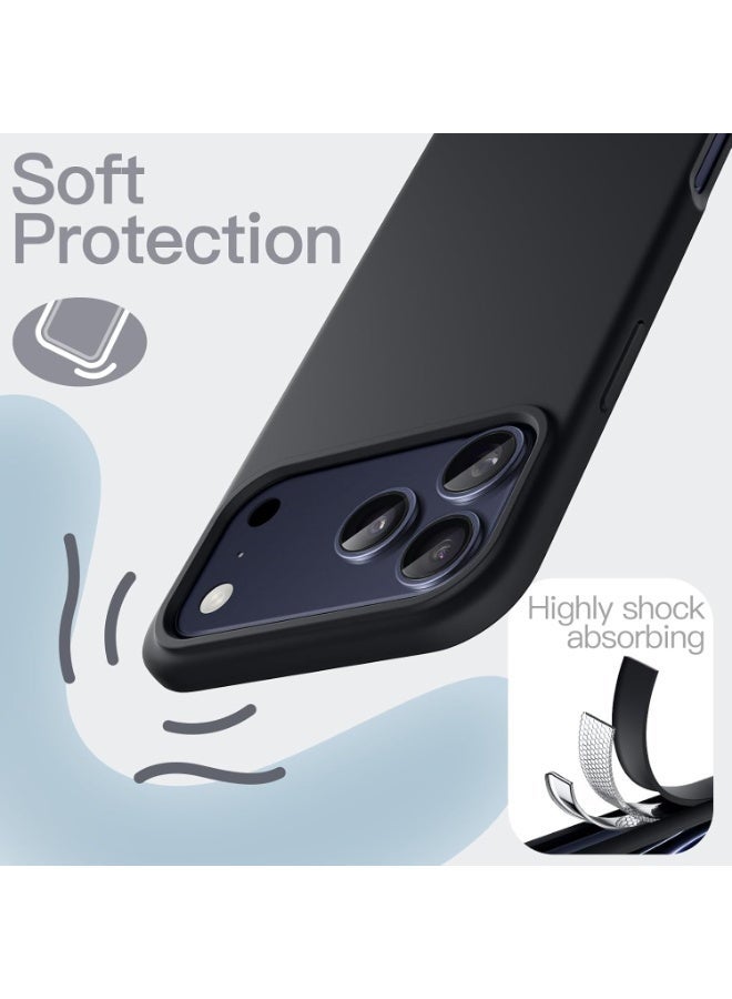 Compatible with iPhone 17 Pro Case Slim Liquid Silicone 4 Layers Soft Gel Rubber Shockproof Protective Phone Case with Anti Scratch Microfiber Lining (Black) - Image 5