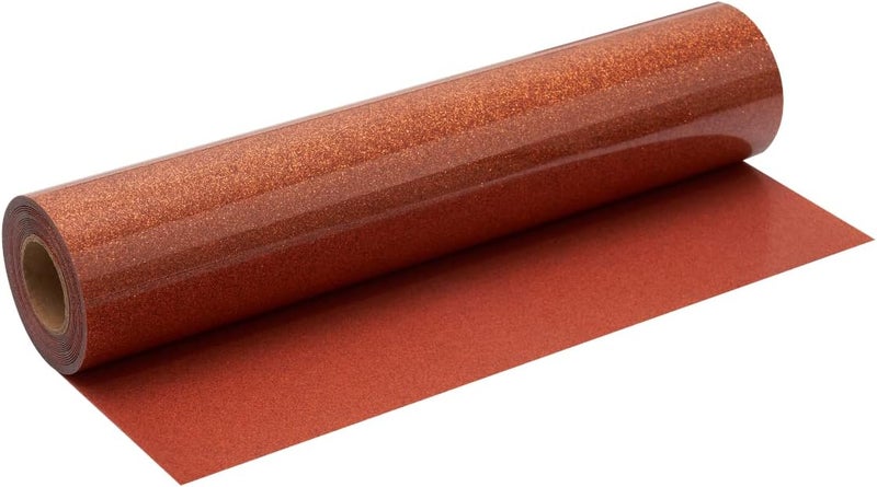 FANSGUAR Copper Orange Glitter HTV Roll -12" x10ft Iron on Heat Transfer Vinyl for DIY Shirts Gifts - Image 1