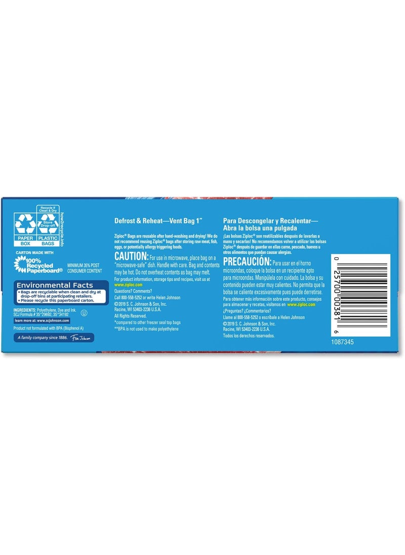 Ziploc Ziploc 314444 Double Zipper Freezer Bags 1 qt 27 mil 697Inch x 77Inch Clear 9Carton  - Image 5