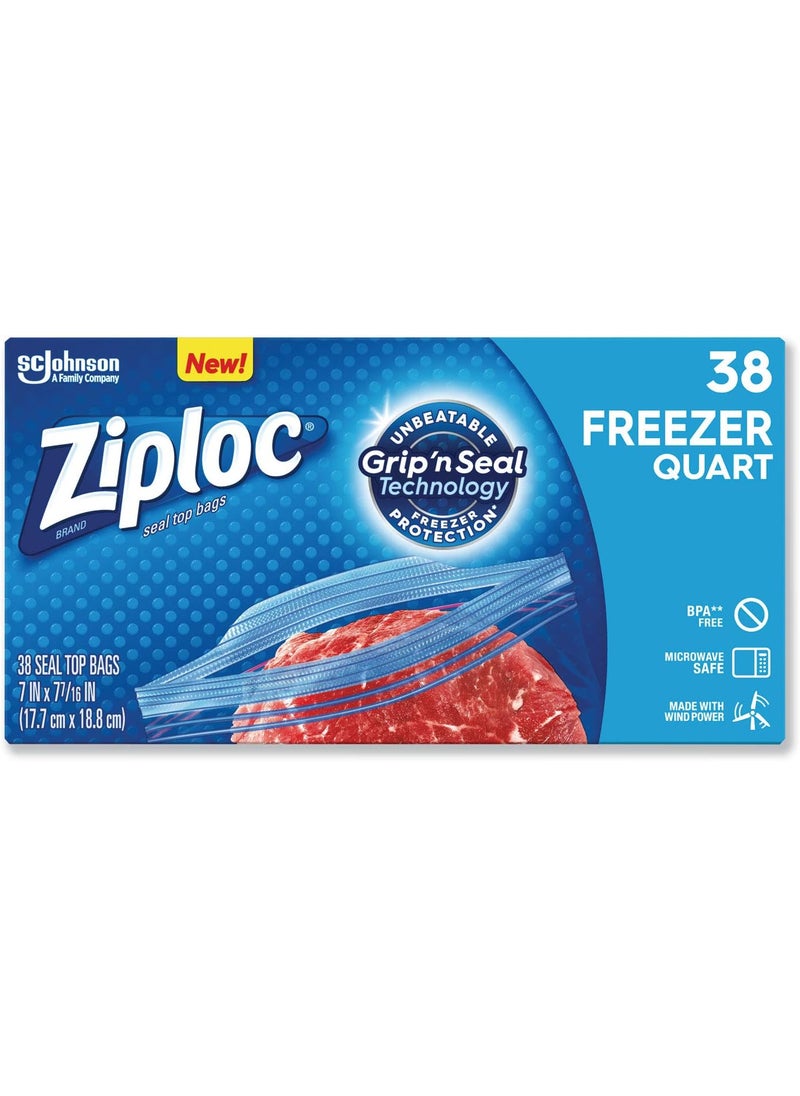 Ziploc Ziploc 314444 Double Zipper Freezer Bags 1 qt 27 mil 697Inch x 77Inch Clear 9Carton  - Image 1