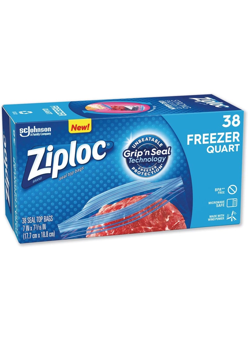 Ziploc Ziploc 314444 Double Zipper Freezer Bags 1 qt 27 mil 697Inch x 77Inch Clear 9Carton  - Image 2