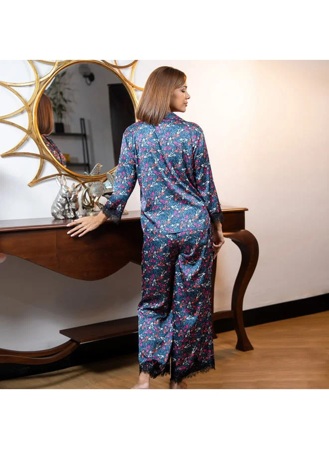 Aadaraya Aadaraya Floral Print Shirt and Pyjama Set