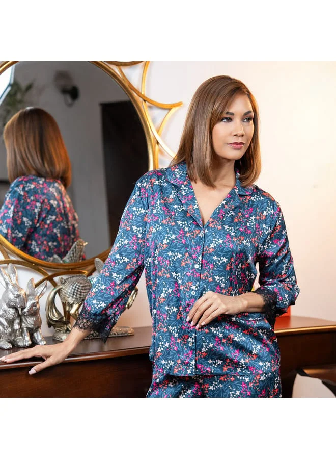 Aadaraya Aadaraya Floral Print Shirt and Pyjama Set