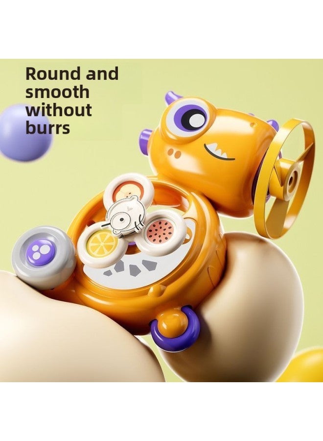 Cartoon Dinosaur Flying Saucer Top Whistle Inertia Car Turaround Music Five-in-One Toy Bamboo Dragonfly Baby Toy-Color:Red Ranran Dragon [five-in-one Gameplay] - Image 2