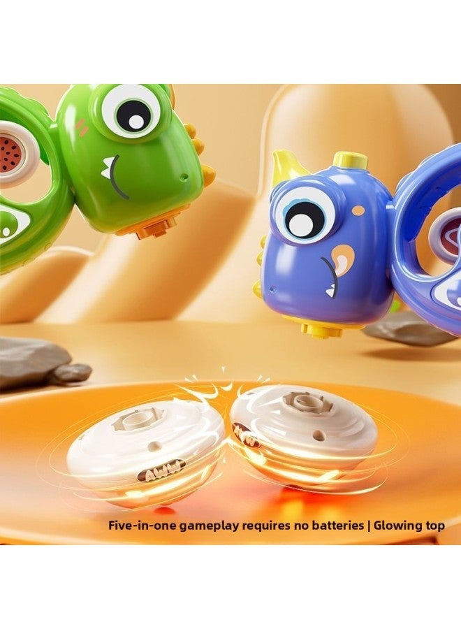 Cartoon Dinosaur Flying Saucer Top Whistle Inertia Car Turaround Music Five-in-One Toy Bamboo Dragonfly Baby Toy-Color:Red Ranran Dragon [five-in-one Gameplay] - Image 5