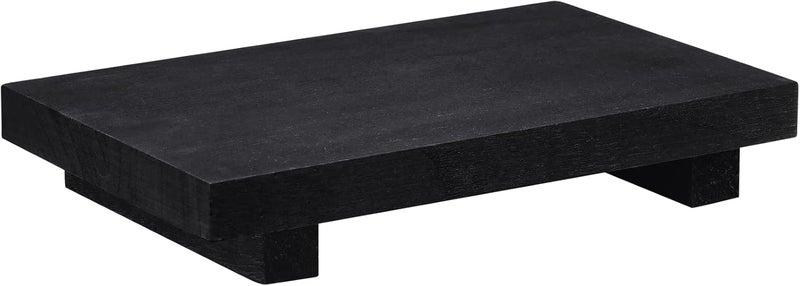 Nuogo Wood Riser Tray Soap, Stand Soap Tray for Kitchen Sink, Wood Pedestal for Kitchen Counter Sink Stand Decorative Rustic Bathroom Dishes for Plant Bottles Candles Display (Black, 9 x 6 Inch) - Image 1