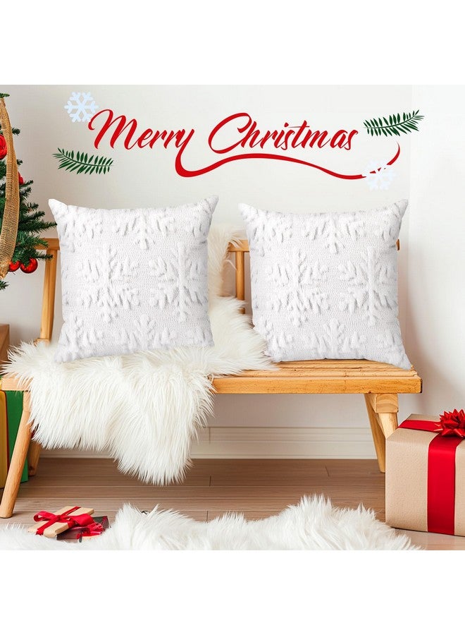 Brightown Brightown Christmas Snowflake 18x18 Throw Pillow Covers Set of 2, Soft Fluffy Pillowcases for Home Decorative Boho Pillow Covers for Couch Bedroom White-Snowflake, 18"x18" - Image 5