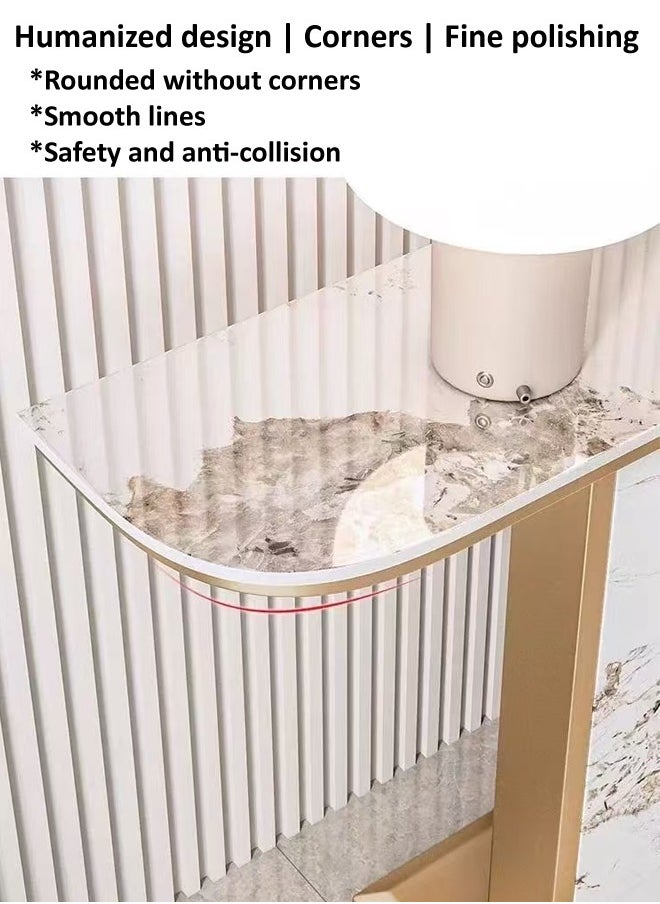 fashionhome Modern Design Rustproof Curved Rock Slab Tabletop Console Table Entryway Table Display Table Metal Base Pedestal for Foyer Living Room Home Offices 120x30x80 cm  - Image 4