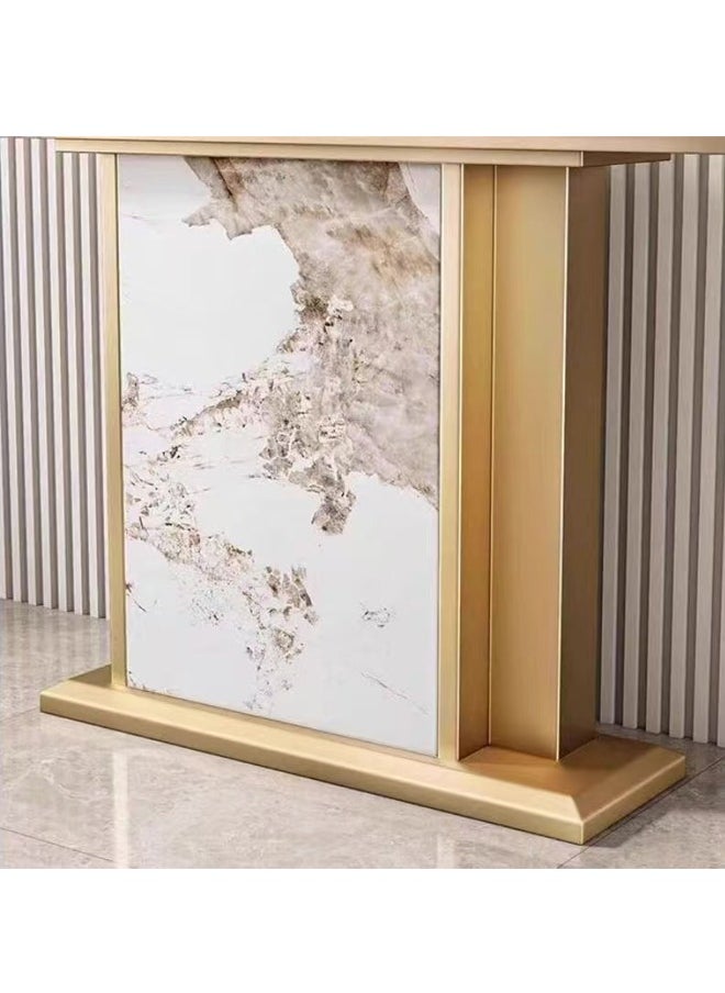 fashionhome Modern Design Rustproof Curved Rock Slab Tabletop Console Table Entryway Table Display Table Metal Base Pedestal for Foyer Living Room Home Offices 120x30x80 cm  - Image 3