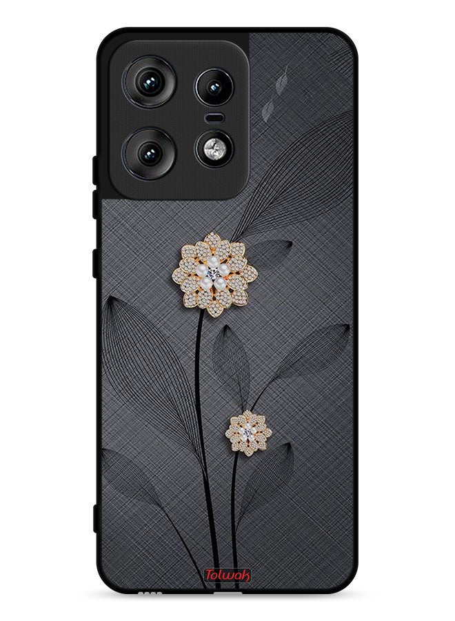 Tolwak غطاء حماية موتورولا إيدج 50 برو 5G مزخرف بفن الأزهار الماسية - Image 1