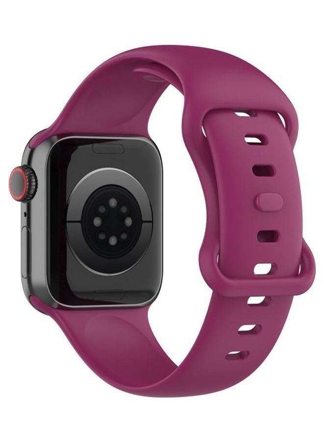 NIBEMINENT Silicone Replacement Watchbands For Apple Watch Series 7/6/SE/5/4/3/2/1 45/44/42mm Size: Large Red Wine - Image 2