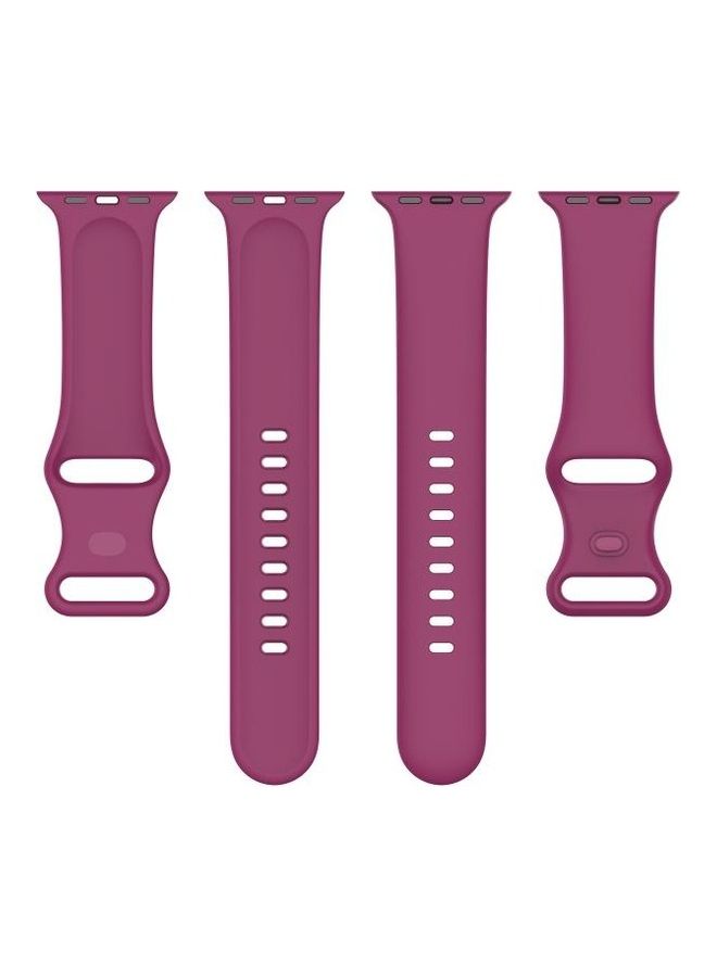 NIBEMINENT Silicone Replacement Watchbands For Apple Watch Series 7/6/SE/5/4/3/2/1 45/44/42mm Size: Large Red Wine - Image 5