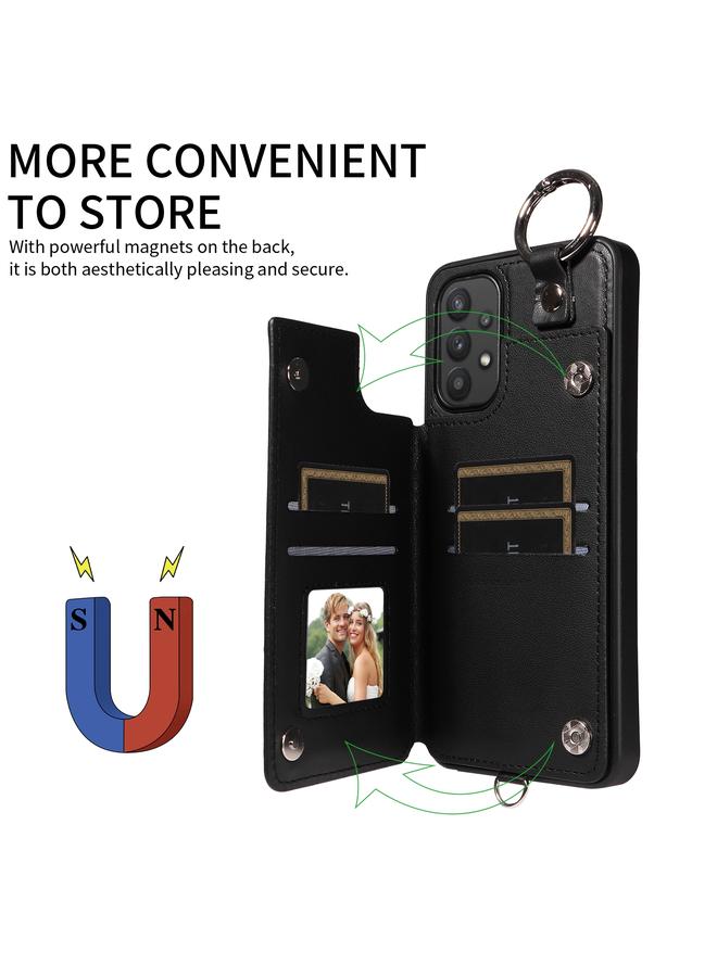 S-TOP Case For Samsung Galaxy A32 5G Rhombic Texture Card Bag Phone Case with Short Lanyard - Image 5