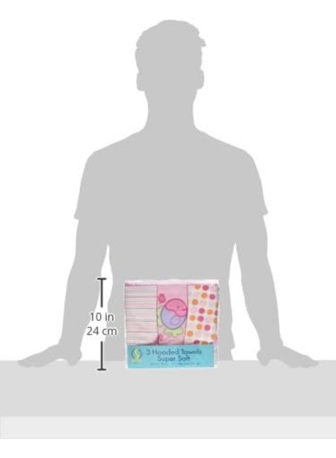 Spasilk 3 Pack Soft Terry Hooded Towel Set, Pink - Image 5