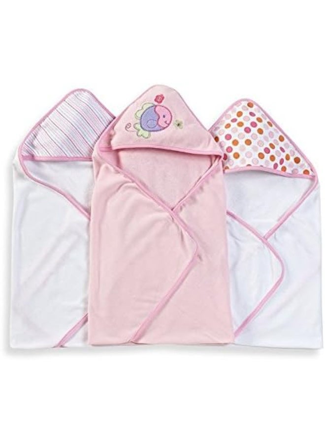 Spasilk 3 Pack Soft Terry Hooded Towel Set, Pink - Image 4
