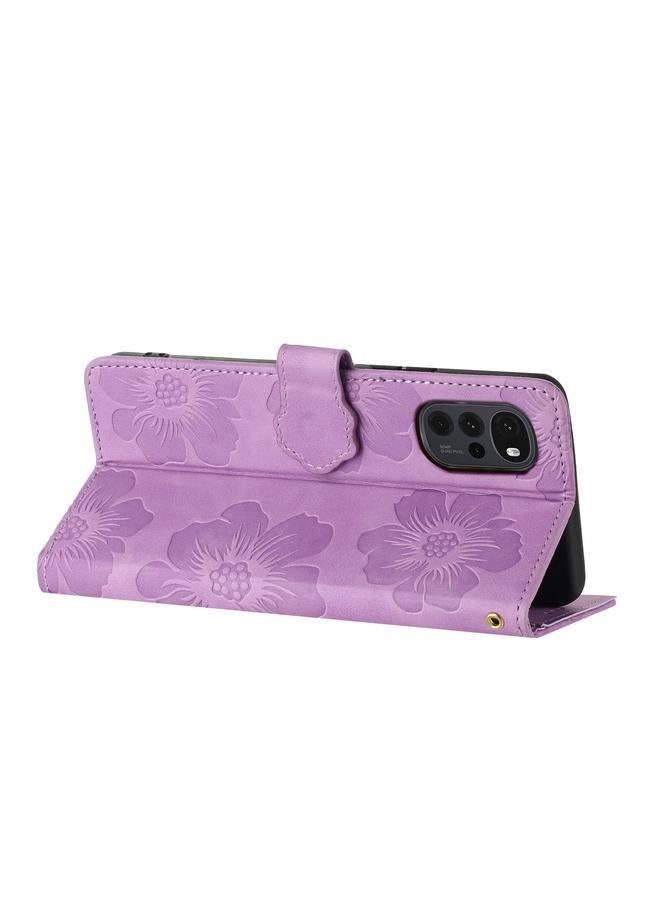 S-TOP Case For Motorola Moto G22 Flower Embossing Pattern Leather Phone Case - Image 5