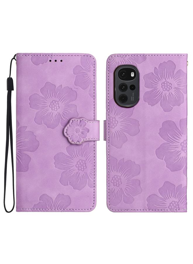 S-TOP Case For Motorola Moto G22 Flower Embossing Pattern Leather Phone Case - Image 1