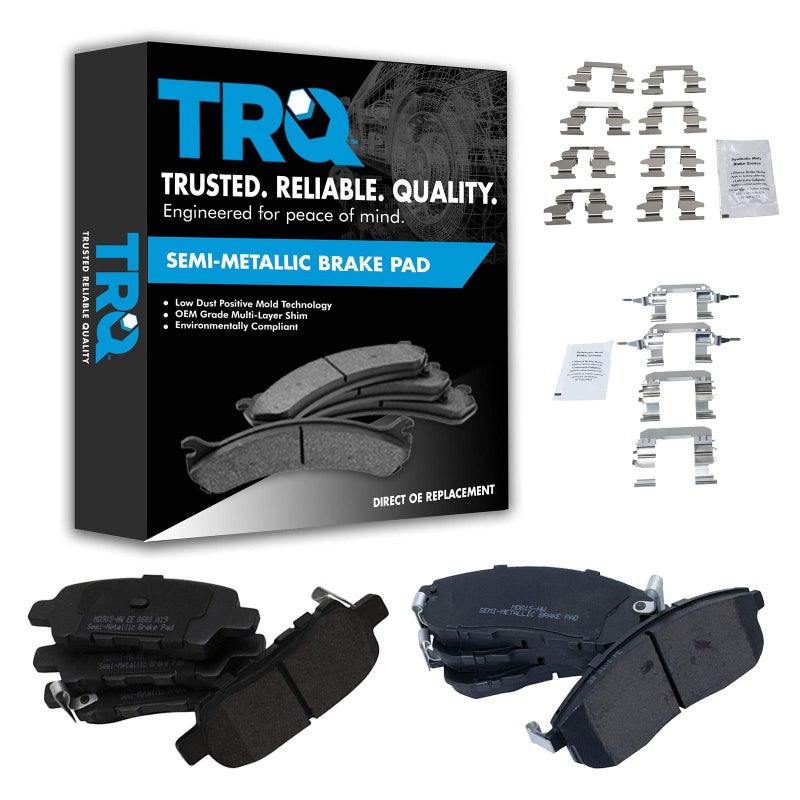 TRQ Front Rear Brake Pads SemiMetallic Compatible with 20032005 INFINITI G35 Nissan 350Z 20022013 Altima 20112017 Juke 20072019 Sentra