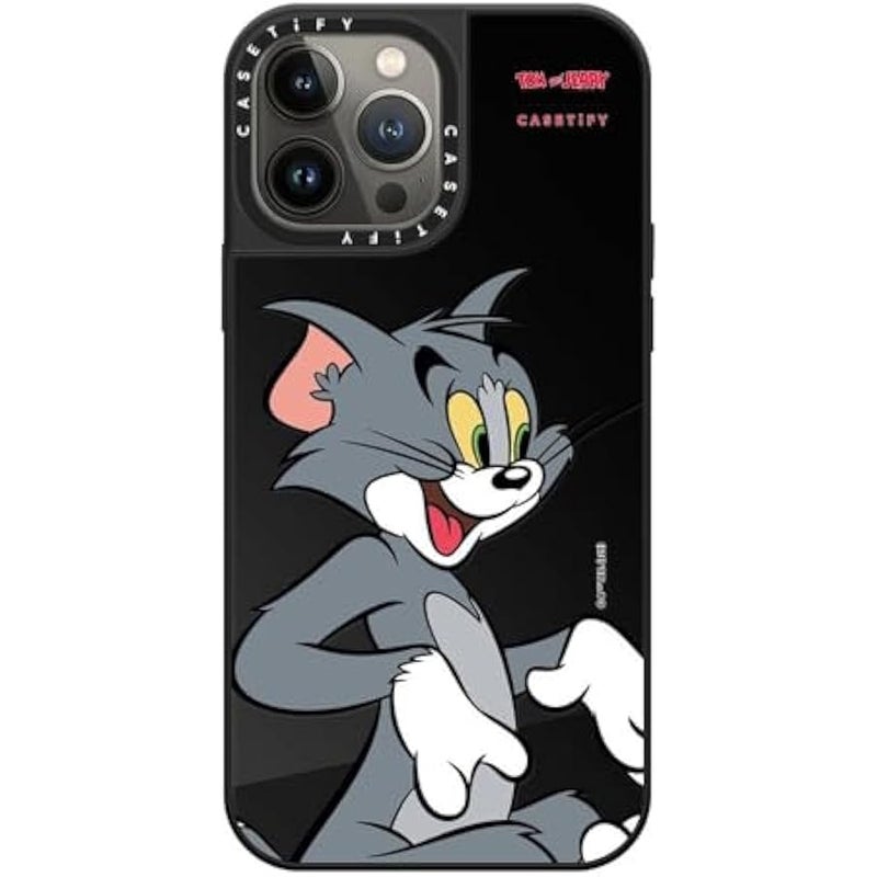 Casetify Mirror Case for iPhone 13 Pro Max 【Tom and Jerry Colab/Reflective / 4.9ft Drop Protection/Compatible with Magsafe】 - Tom Character - Black on Black - Image 3