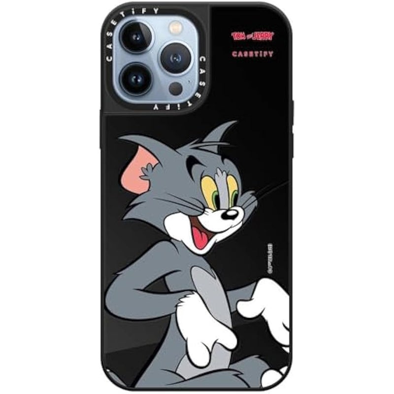 Casetify Mirror Case for iPhone 13 Pro Max 【Tom and Jerry Colab/Reflective / 4.9ft Drop Protection/Compatible with Magsafe】 - Tom Character - Black on Black - Image 1