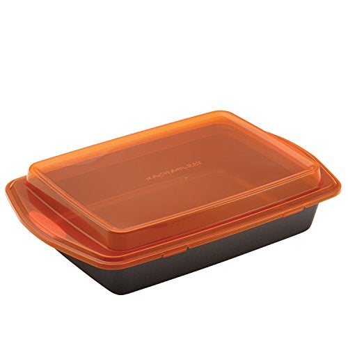 Rachael Ray Bakeware Nonstick Baking  Cake Pan With Lid and Grips Rectangle  9 Inch x 13 Inch Gray