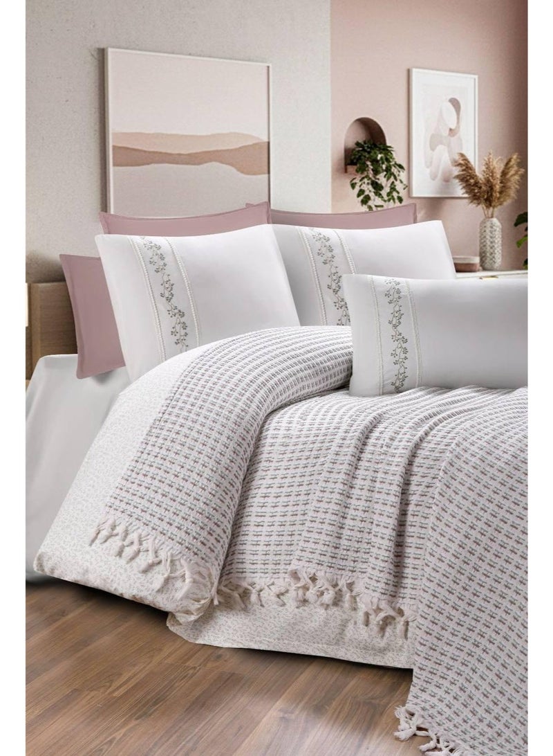 Luxurious Mallorca Summer Bedding Set – Off-White with Cashmere Accents, 100% Cotton (6-Piece Set) - Image 2
