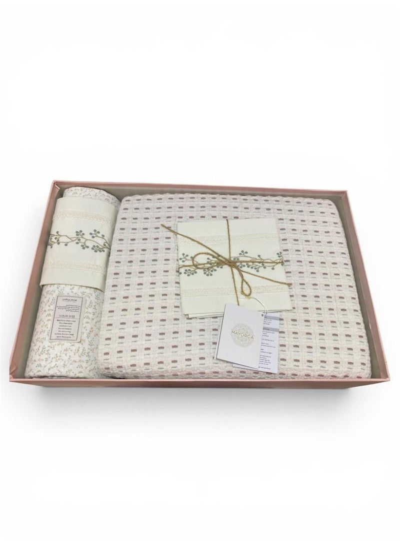 Luxurious Mallorca Summer Bedding Set – Off-White with Cashmere Accents, 100% Cotton (6-Piece Set) - Image 3