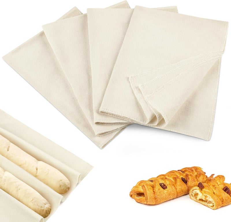 Ninsula 4PCS Tea Towels for Baking Sourdough, 14x18.8 Inch Reusable Thick Bread Towels for Proofing, Bread Cloth for Baguettes, Pastry, Loaves - Image 1