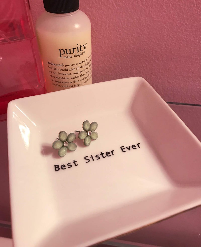 Simply Charmed Best Sister Ever Gift | Jewelry Ring Holder | Elegant Trinket Tray or Dish - Image 2