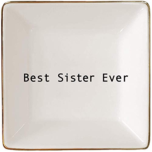 Simply Charmed Best Sister Ever Gift | Jewelry Ring Holder | Elegant Trinket Tray or Dish - Image 1