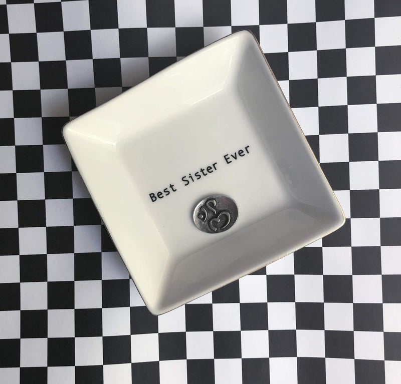 Simply Charmed Best Sister Ever Gift | Jewelry Ring Holder | Elegant Trinket Tray or Dish - Image 3