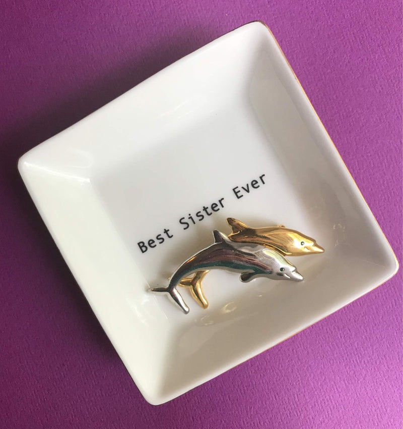 Simply Charmed Best Sister Ever Gift | Jewelry Ring Holder | Elegant Trinket Tray or Dish - Image 5