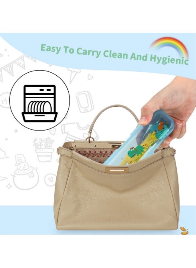 Children's Portable Cutlery Set Stainless Steel Fork And Spoon Set With Storage Box White/Pink - Image 4