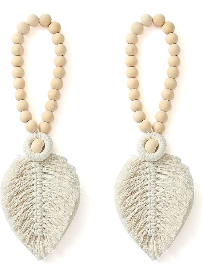 انتيكيانو اربطة ستائر مكرامية من قطعتين بلون كريمي بوهيمي لديكور المنزل Eclectic - Image 1