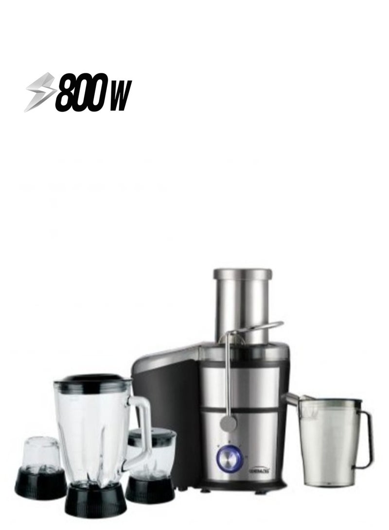 GENERALTEC خلاط وعصارة جنرال تيك 4 في 1 مع كوب عصير سعة 1.1 لتر وحاوية لب كبيرة جدًا سعة 2 لتر، وجهاز قفل أمان مزدوج