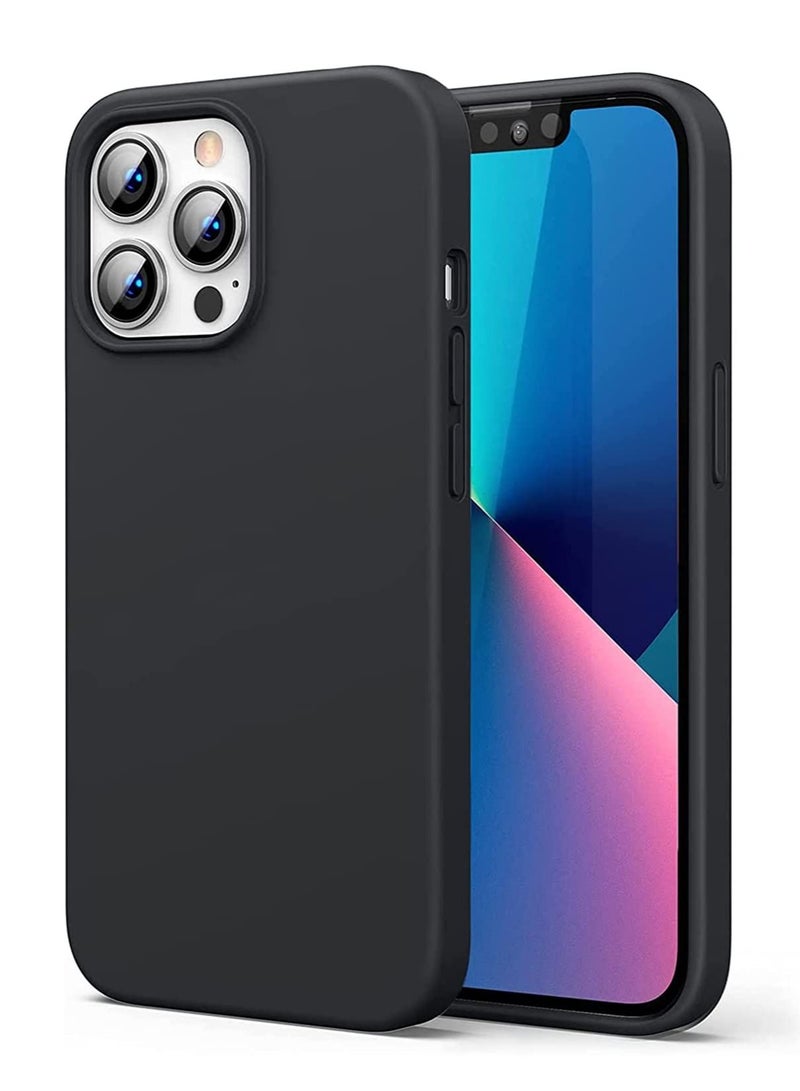 LEDIN iPhone 13 Pro Max Case 6.7 inch Silicone Case Full-Body Case Soft Liquid Gel Rubber Cover Shockproof Bumper Anti-Scratch Anti-Fingerprint Anti-Drop Slim Thin Cover for iPhone 13 Pro Black Cover - Image 1