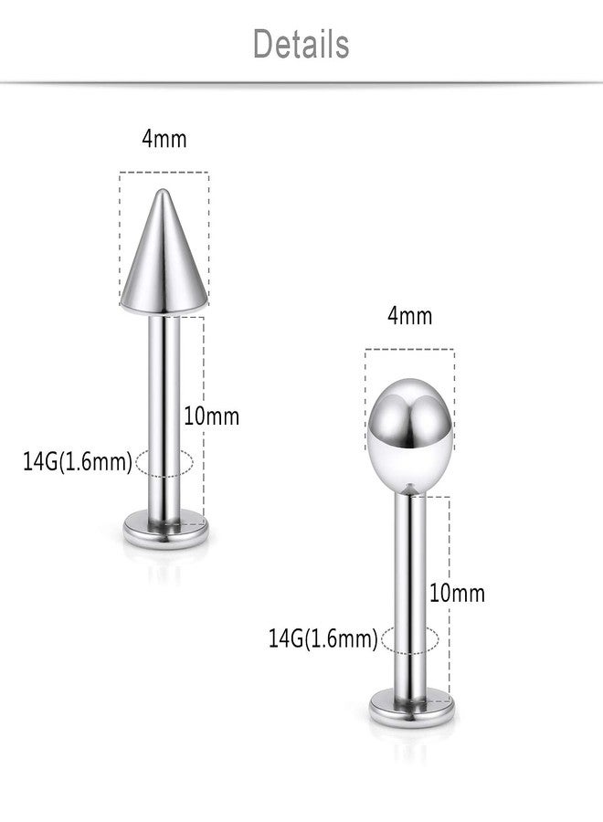 SCERRING 12PCS 14g Stainless Steel Balls & Spikes Labret Monroe Lip Cheek Tragus Cartilage Helix Earring Ring Body Piercing Jewelry 8-14mm - Image 3