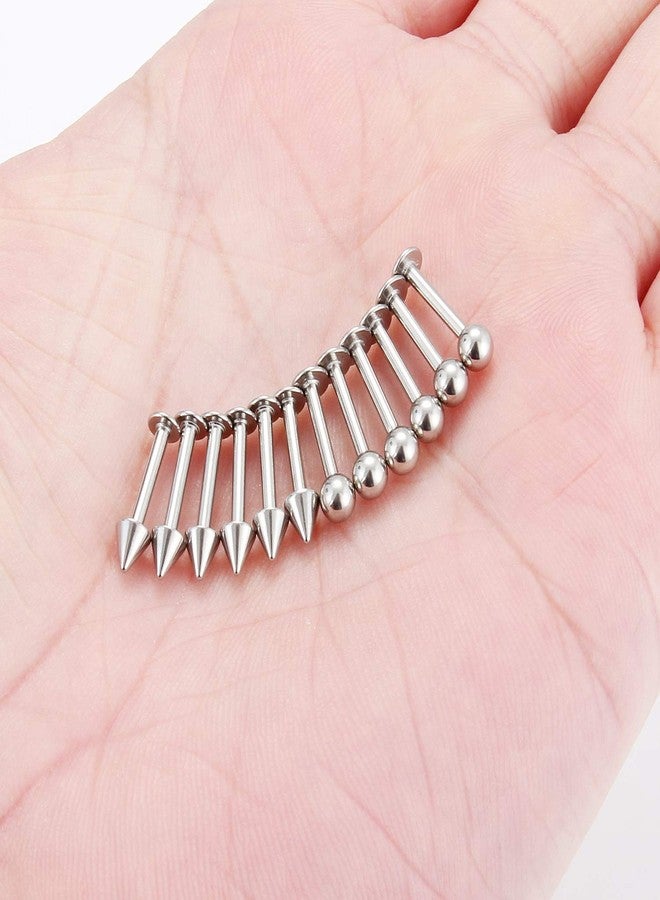 SCERRING 12PCS 14g Stainless Steel Balls & Spikes Labret Monroe Lip Cheek Tragus Cartilage Helix Earring Ring Body Piercing Jewelry 8-14mm - Image 4