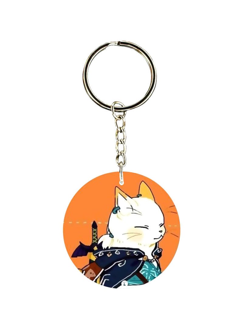 RKN Cat Printed Dual Sided Keychain
