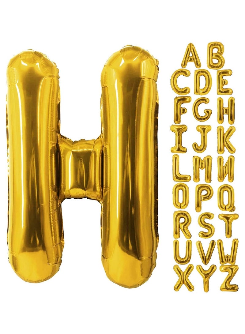 جولد إيدج بالونات هيليوم من رقائق معدنية ذهبية عملاقة مقاس 32 بوصة على شكل حرف H، بالون مايلر كبير واحد، مستلزمات تزيين حفلات أعياد الميلاد وحفلات استقبال المولود (ذهبي H) - Image 4