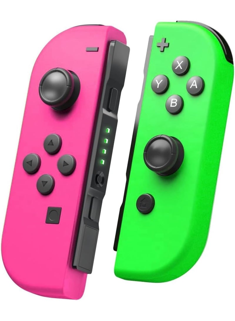 Joy Cons Wireless Controller for Nintendo Switch, L/R Controllers Replacement Compatible with Nintendo Switch/Lite/OLED, Joystick with Wake-up/Screenshot/Dual Vibration (Pink Green) - Image 1