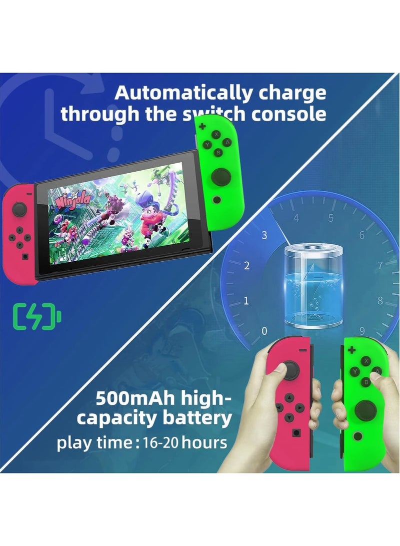 Joy Cons Wireless Controller for Nintendo Switch, L/R Controllers Replacement Compatible with Nintendo Switch/Lite/OLED, Joystick with Wake-up/Screenshot/Dual Vibration (Pink Green) - Image 2