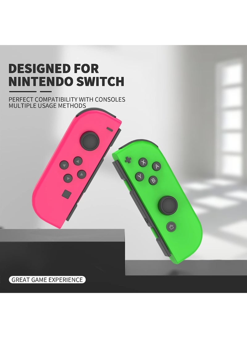 Joy Cons Wireless Controller for Nintendo Switch, L/R Controllers Replacement Compatible with Nintendo Switch/Lite/OLED, Joystick with Wake-up/Screenshot/Dual Vibration (Pink Green) - Image 3