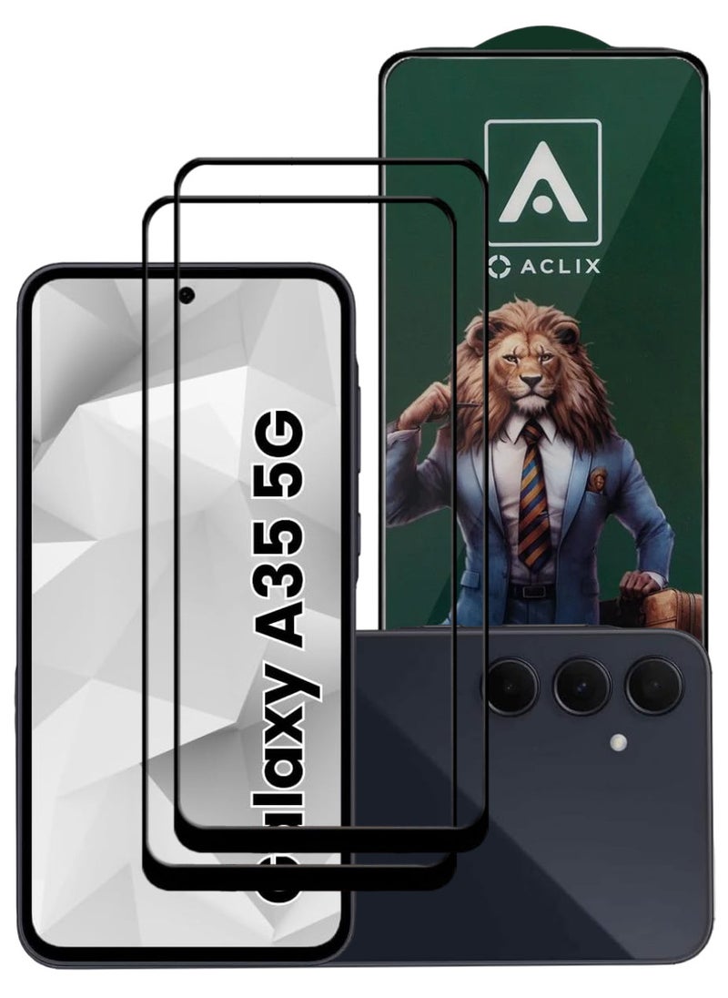 ACLIX 2 Pieces Tempered Glass Screen Protector Antistatic ESD Dustproof Premium Quality High Definition Designed For Samsung Galaxy A35 - Image 1