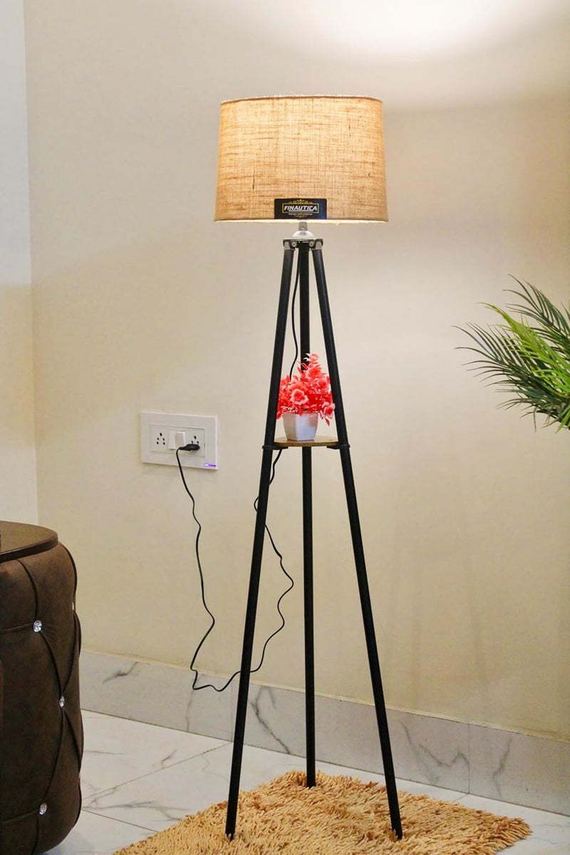 FN Metal Lamp With Home Decor Corner Design Blue Drum Shade, Bulb, Wiring, Holder Included Pack Of 1, Led - Image 1
