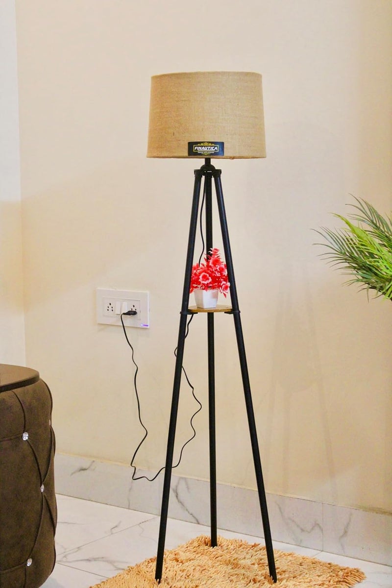 FN Metal Lamp With Home Decor Corner Design Blue Drum Shade, Bulb, Wiring, Holder Included Pack Of 1, Led - Image 2