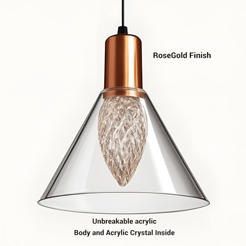 FILLISKA® Luxurious Hanging/Pendant Light. Warmwhite Light (Acrylic RoseGold-163) - Image 2