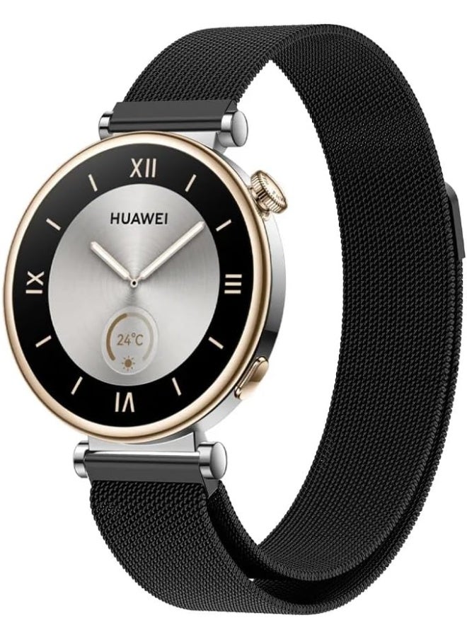 Watch 18mm Stainless Steel Magnetic Metal Smart Watch Band | Compatible with Huawei Watch gt4 41mm & gt5 41mm & gt6 41mm Stylish Adjustable Replacement Strap Durable Comfortable Black - Image 1