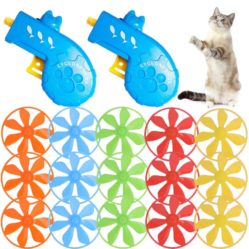 LAPOHI 17 PCS Cat Fetch Toy with Colorful Flying Propellers Set Cat Playing Tracking Interactive Toys for Kitten Indoor and Outdoor Chasing Training Hunting - Image 2